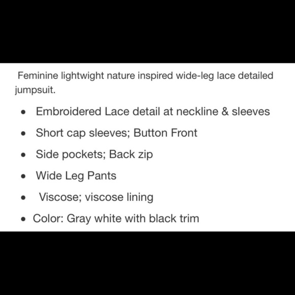 ANTHROPOLOGIE NWOT Maeve Lace Wide Leg Jumpsuit 6 - Picture 8 of 8